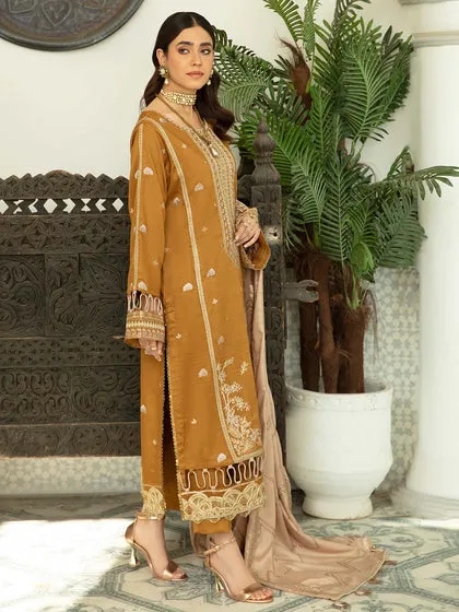 Classic Gold Embroidered Pakistani Salwar Kameez Dupatta Salwar Suit