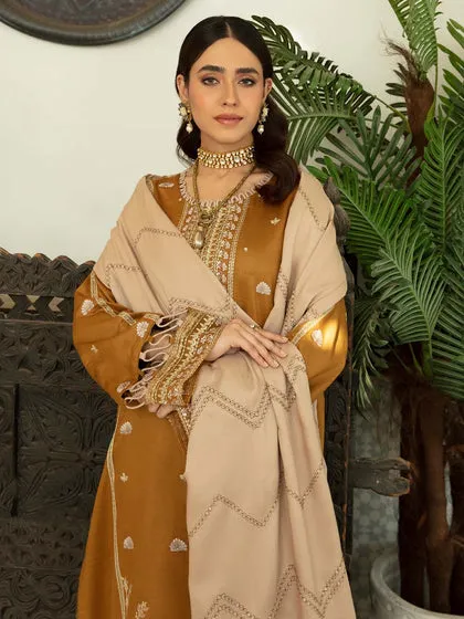 Classic Gold Embroidered Pakistani Salwar Kameez Dupatta Salwar Suit