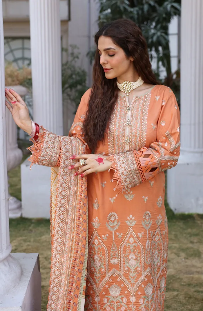 Classic Orange Embroidered Pakistani Salwar Kameez Party Dress