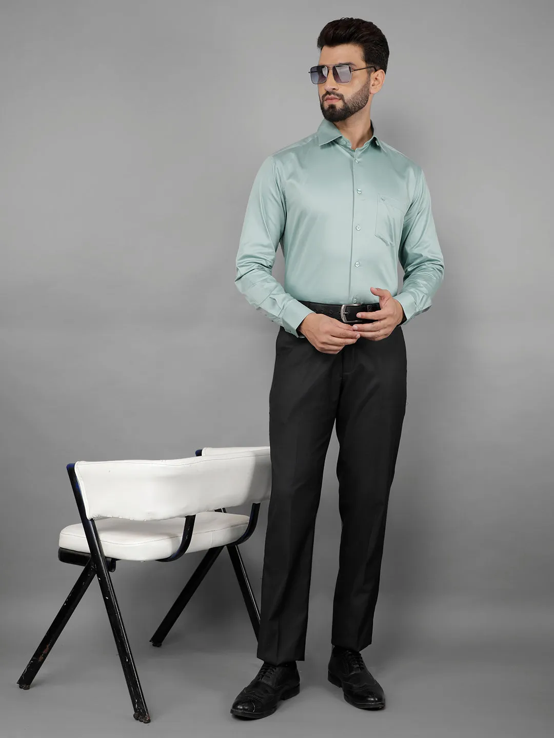 COBB MENS DARK GREY FORMAL TROUSERS