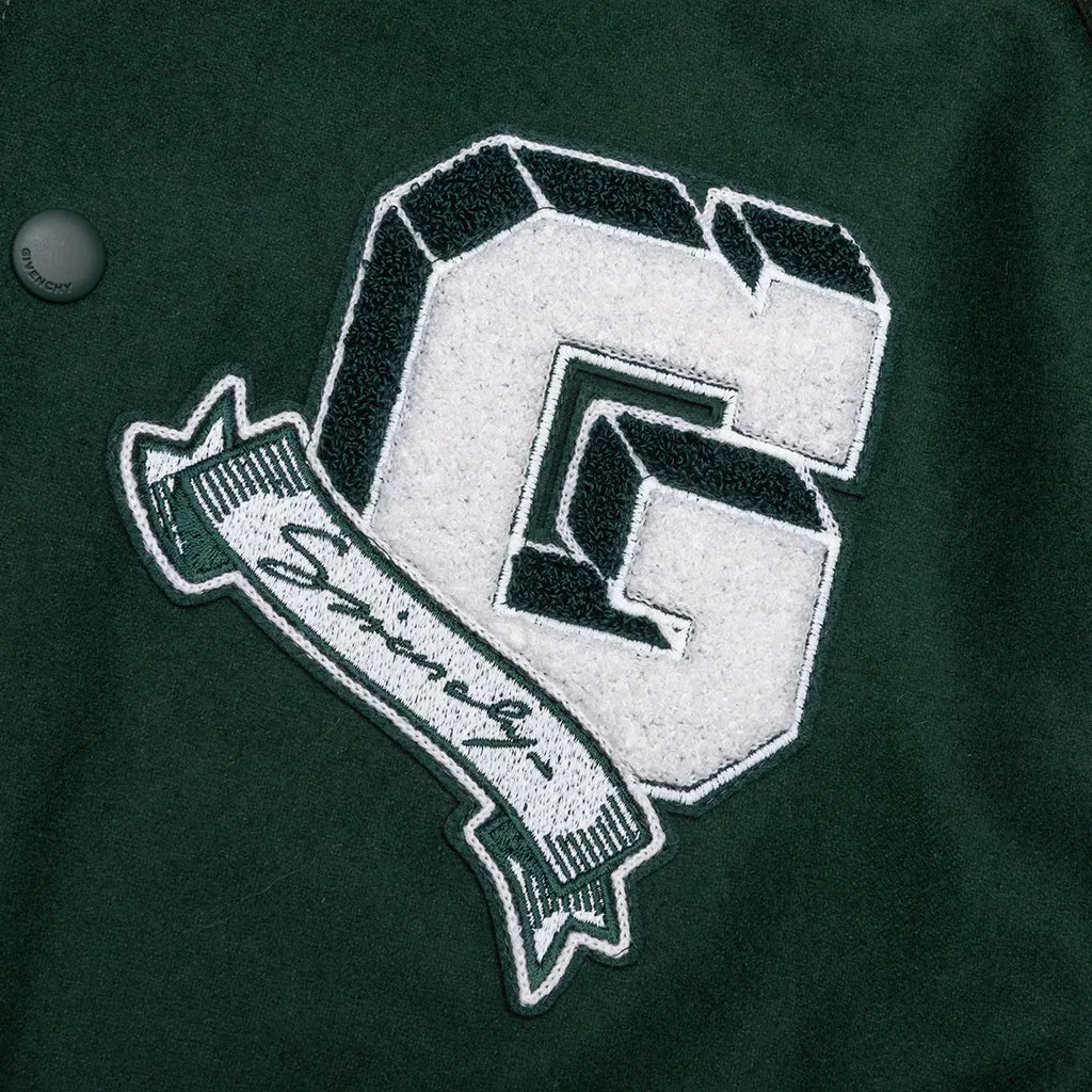 College Varsity Wool Jacket - Dark Green