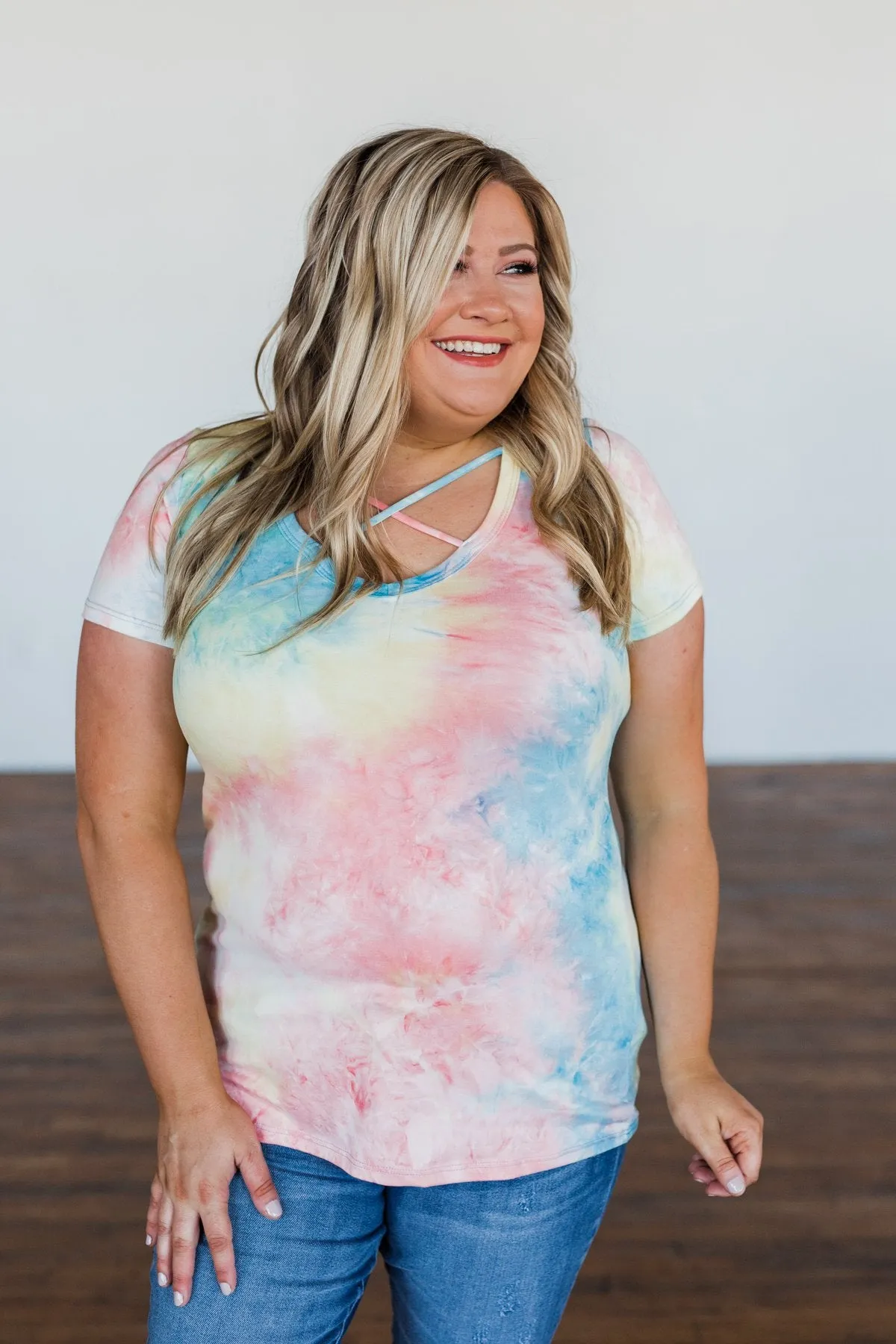 Colors Of Love Criss-Cross Tie Dye Top- Multi-Color