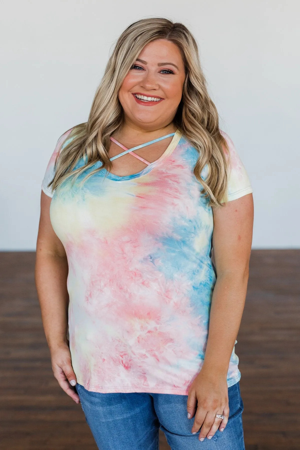 Colors Of Love Criss-Cross Tie Dye Top- Multi-Color