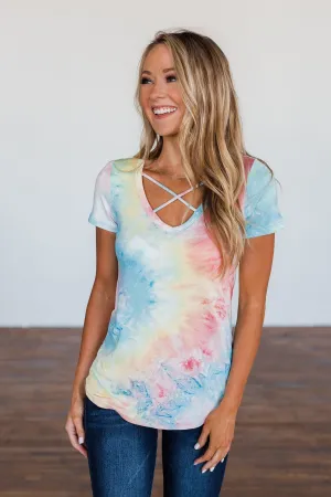 Colors Of Love Criss-Cross Tie Dye Top- Multi-Color