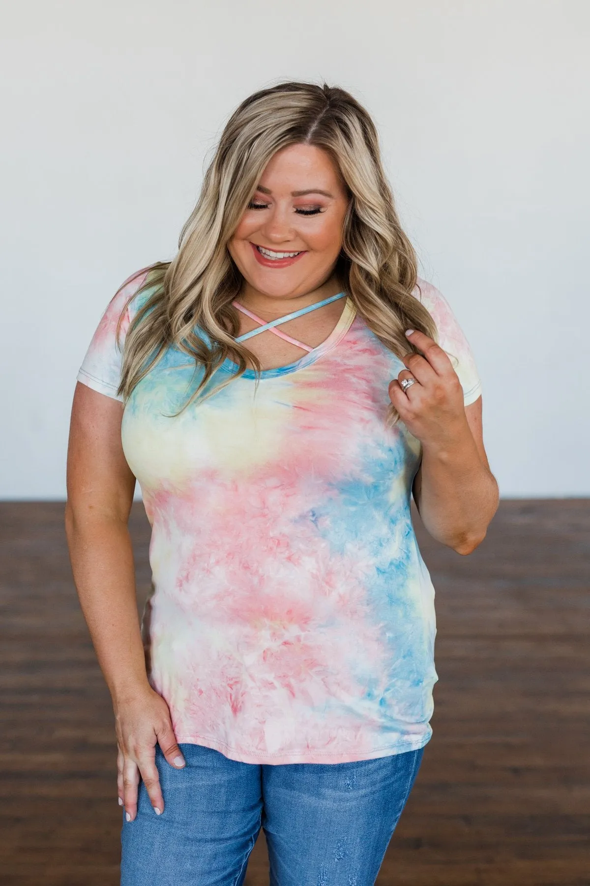 Colors Of Love Criss-Cross Tie Dye Top- Multi-Color