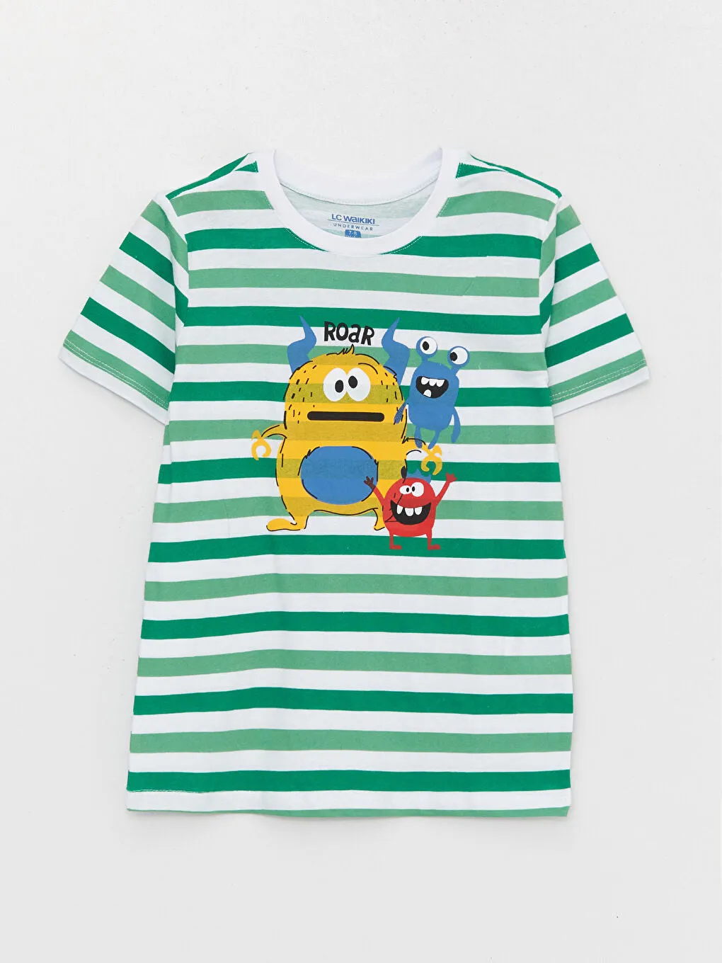 Crew Neck Printed Short Sleeve Boys Shorts Pajamas Set