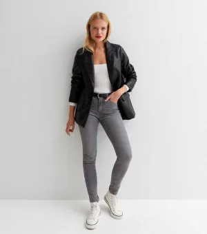 Dark Grey Mid Rise Skinny Jeans