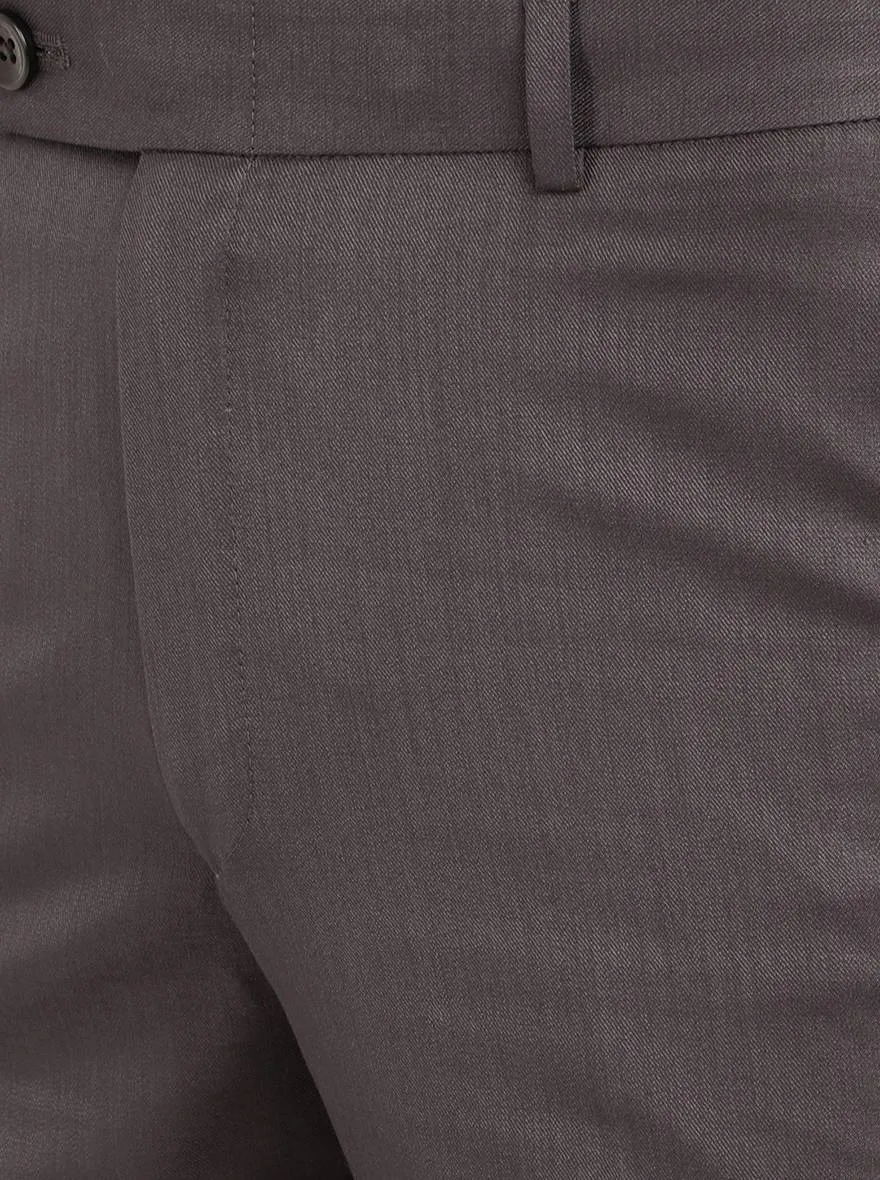 Dark Grey Solid Classic Fit Formal Trouser | Greenfibre