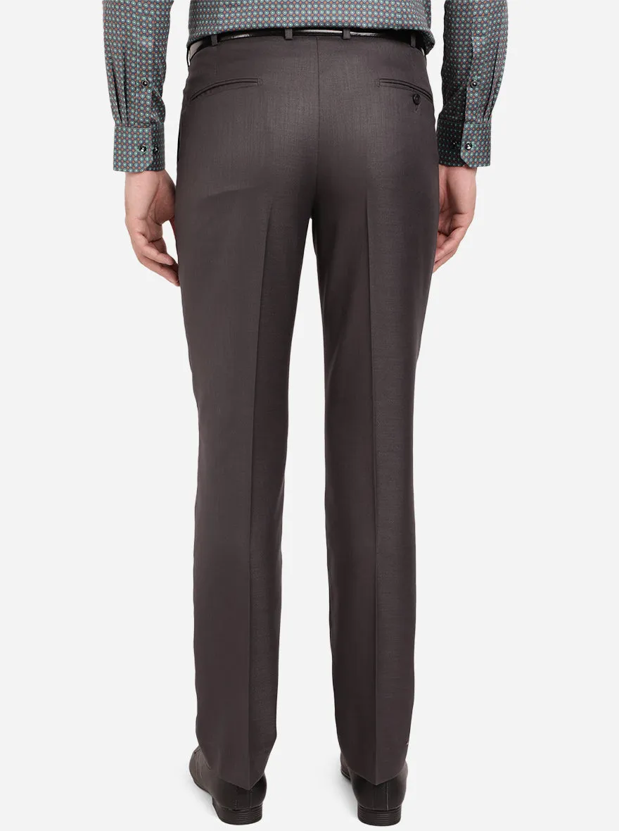 Dark Grey Solid Classic Fit Formal Trouser | Greenfibre