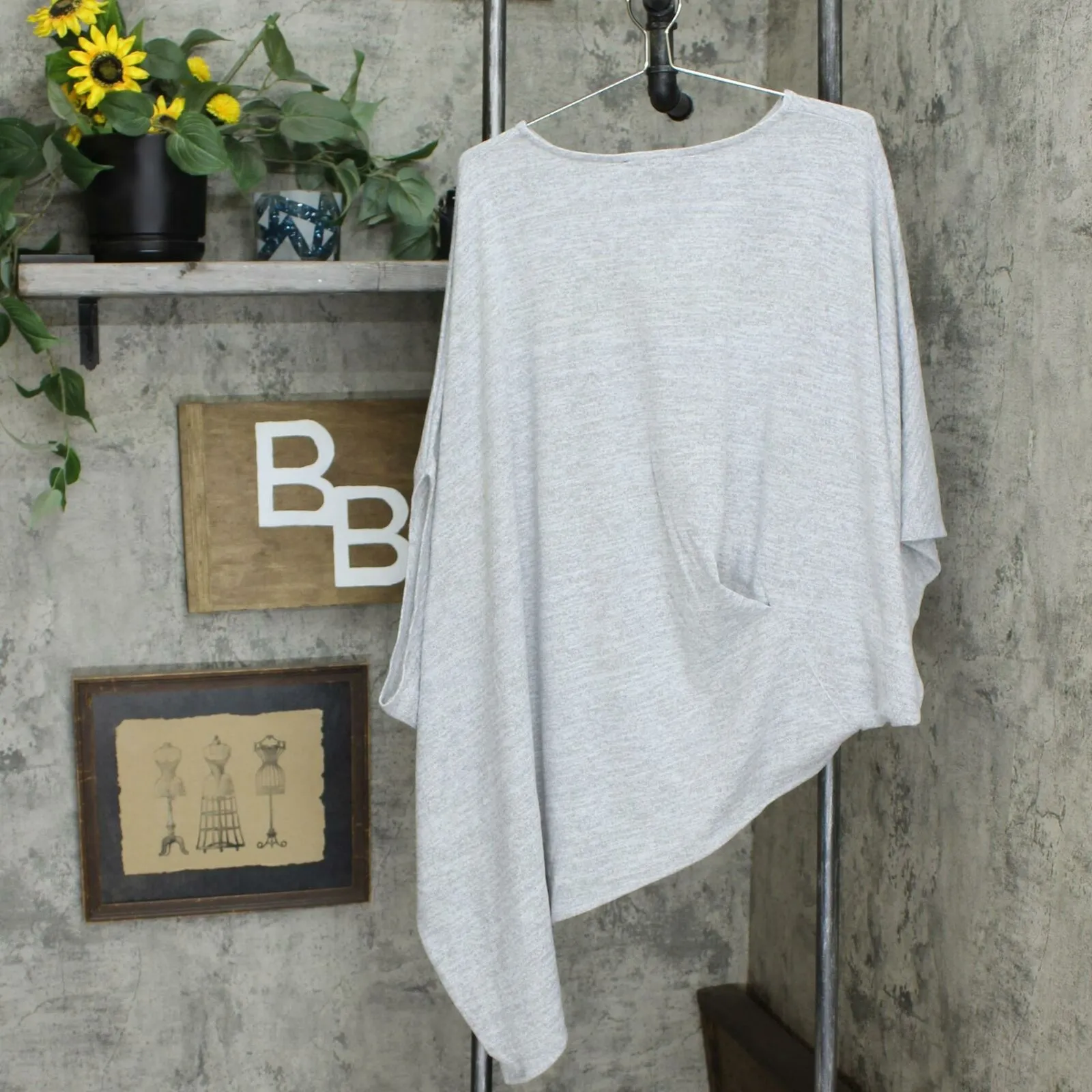 DG2 by Diane Gilman Plus Asymmetric Twist Front Knit Poncho Top