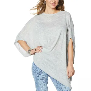 DG2 by Diane Gilman Plus Asymmetric Twist Front Knit Poncho Top