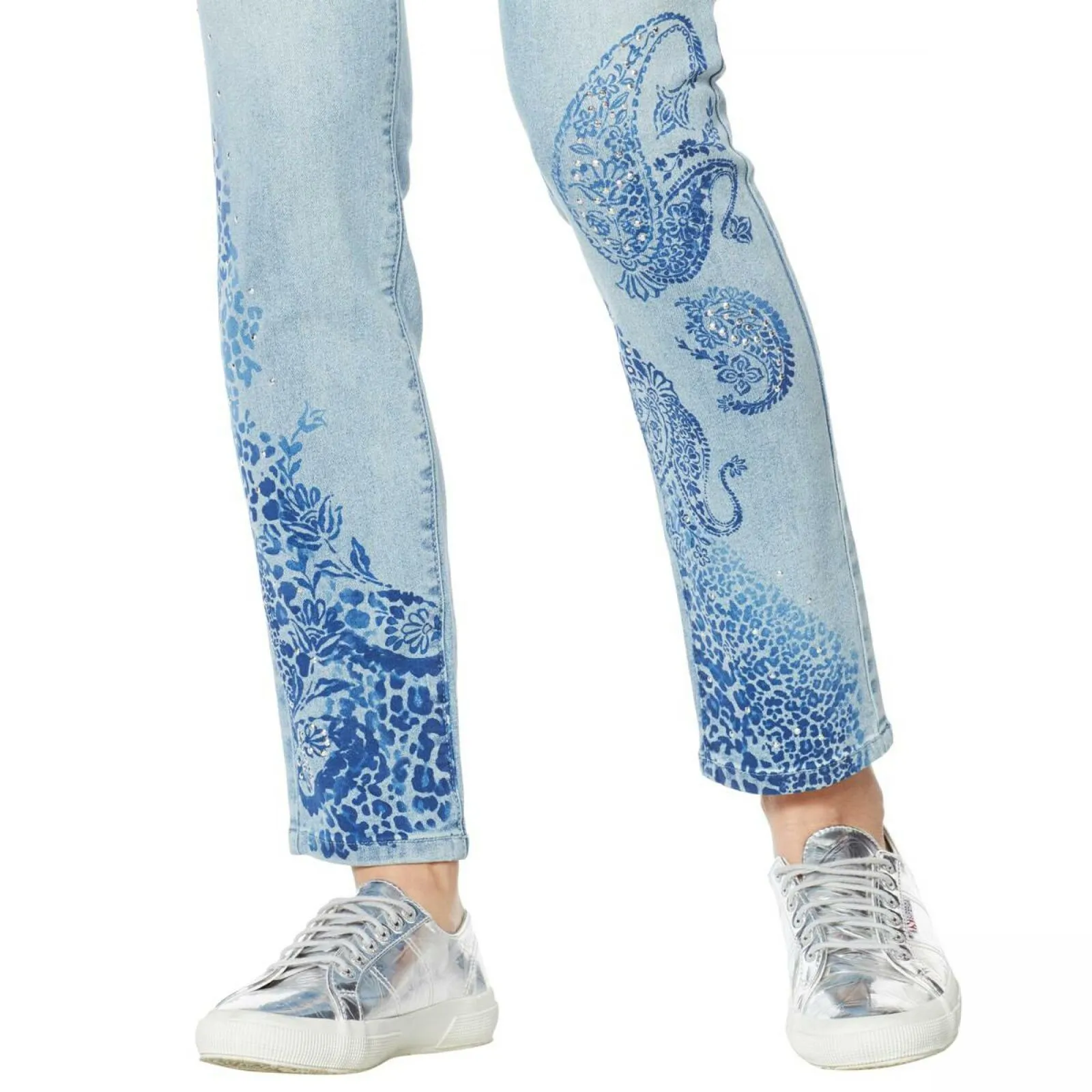 DG2 by Diane Gilman Stretch Artwork Slim Leg Jeans Petite Plus 22WP Chambray