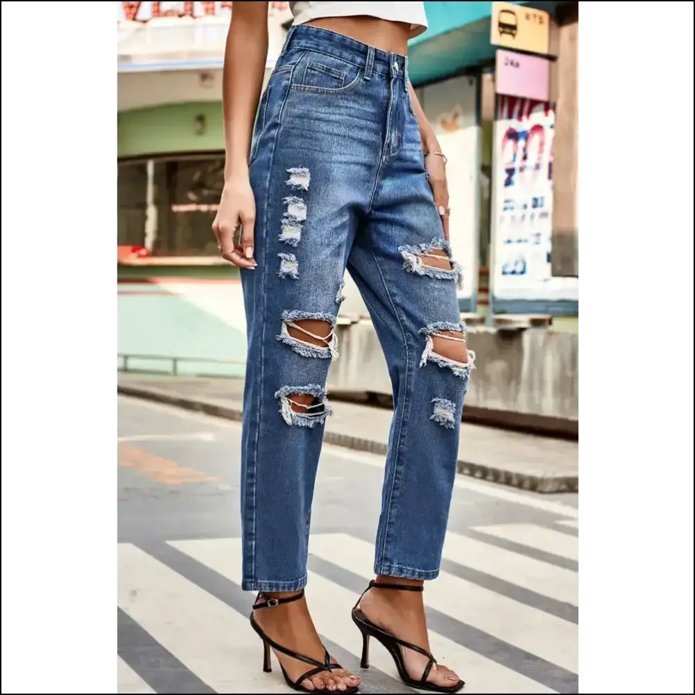 Distressed High Waist Straight Jeans: Wear your Personality, not your Ex's! 😂
