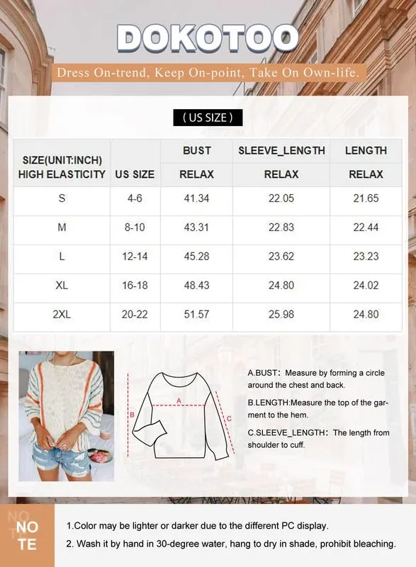 Dokotoo Women's Color Block Cable Knit Pullover Sweater