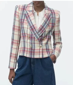 Double Breasted Chic Plaid Coats