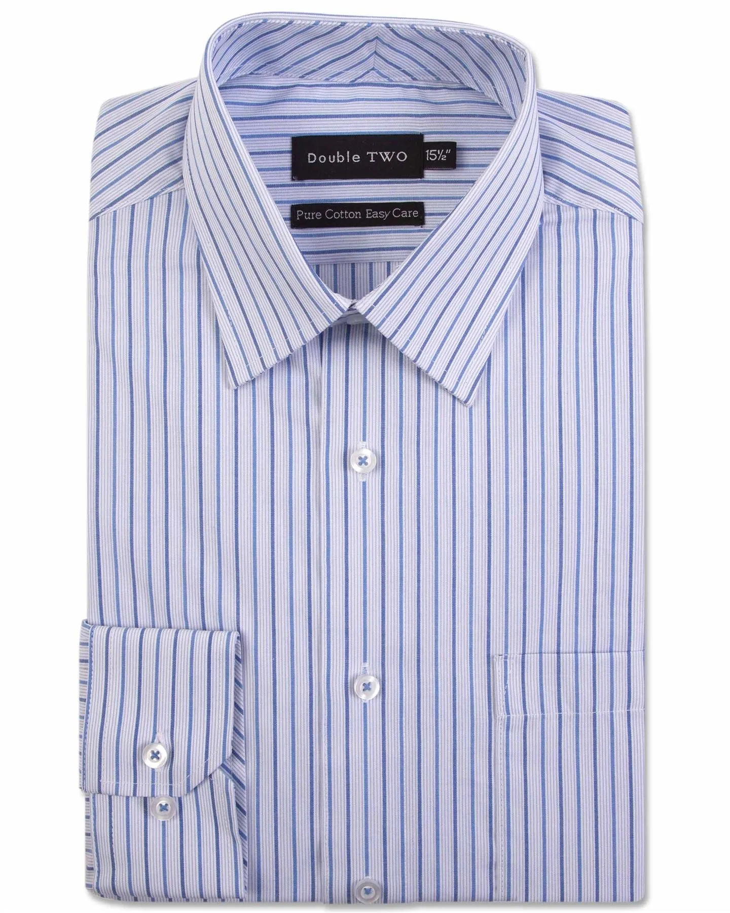 Double Two Mens Pure Cotton Easy Care Long Sleeve Shirt