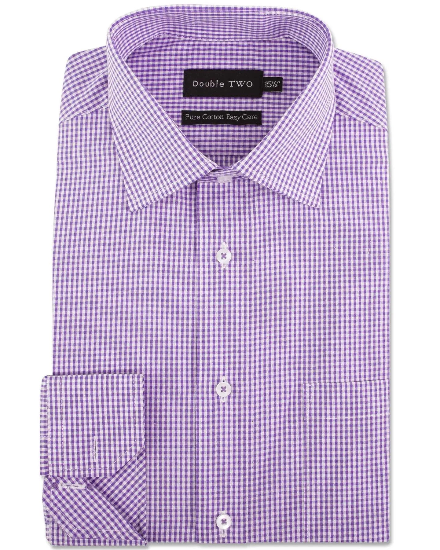 Double Two Mens Pure Cotton Easy Care Long Sleeve Shirt