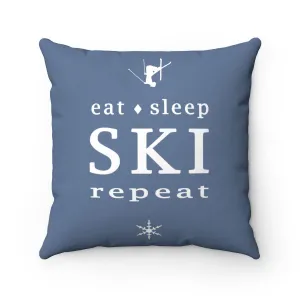 Eat Sleep SKI jeans blue - Throw Pillow