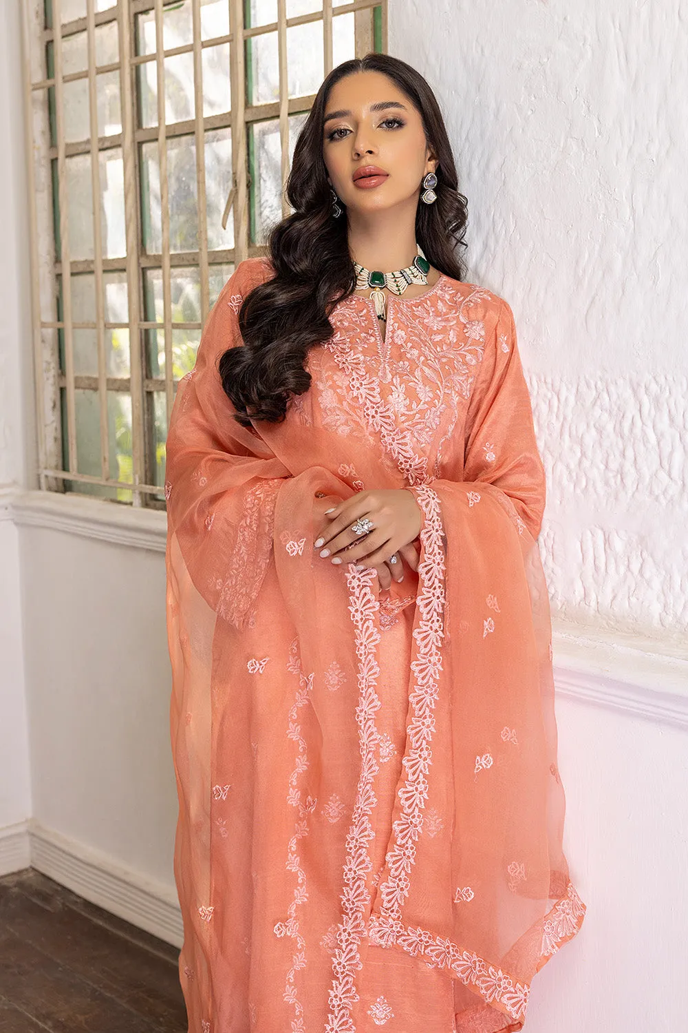 Elegant Deep Peach Pakistani Salwar Kameez with Dupatta Salwar Suit