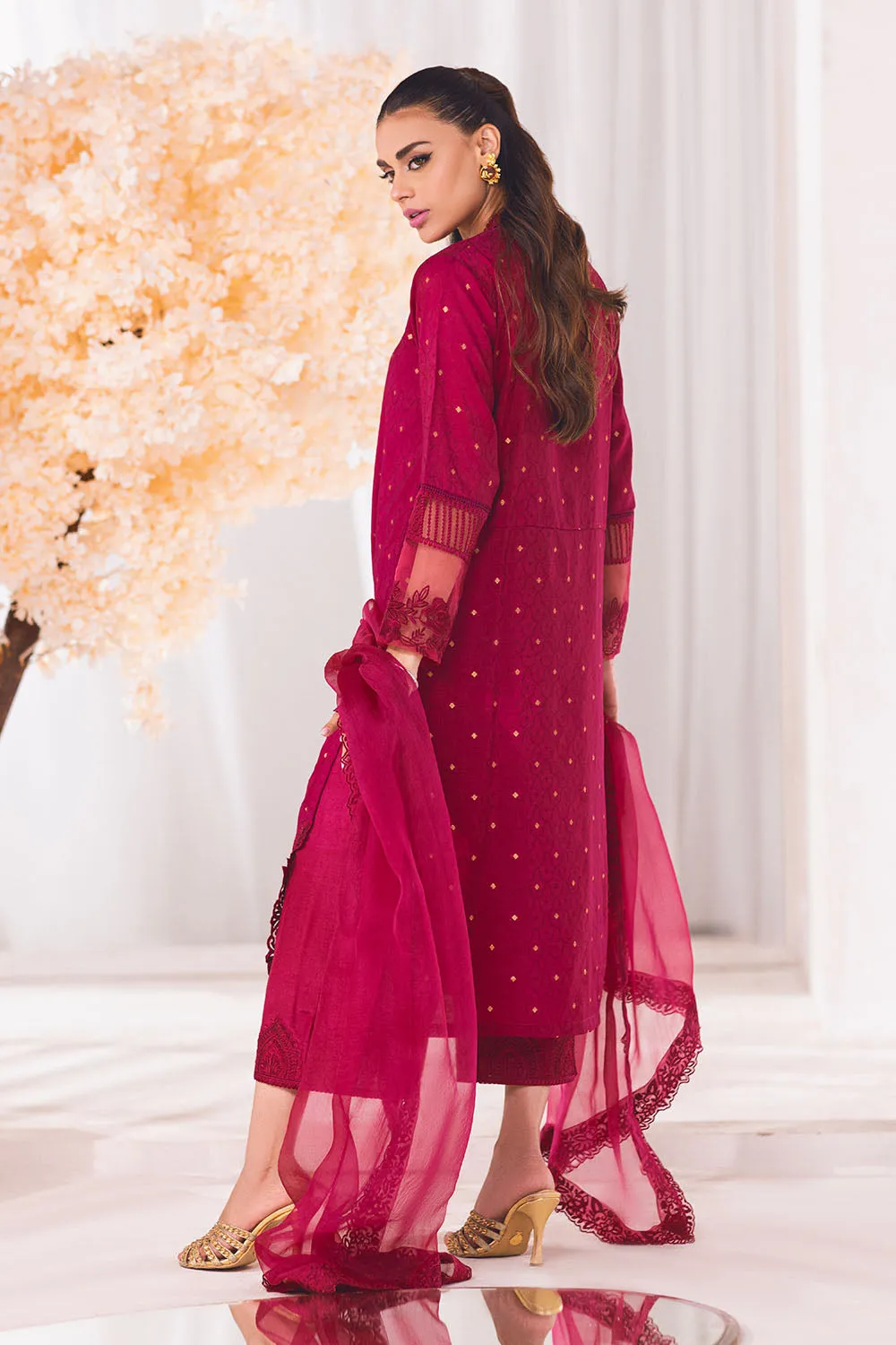 Embroidered Shocking Pink Pakistani Salwar Kameez with Dupatta Dress