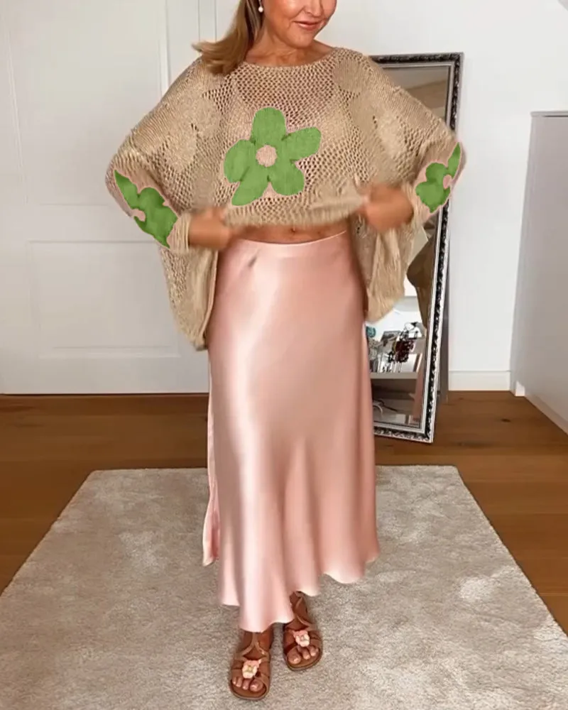EMMA™ - Long-Sleeve Round Neck Floral Sweater