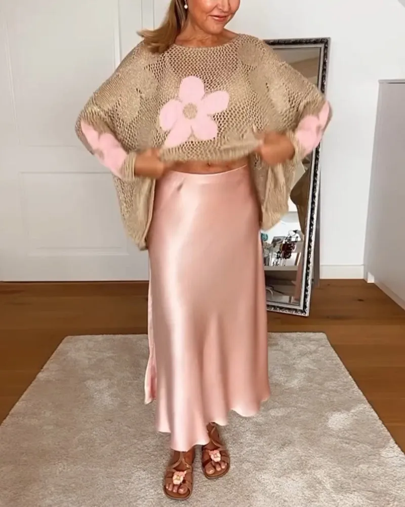 EMMA™ - Long-Sleeve Round Neck Floral Sweater