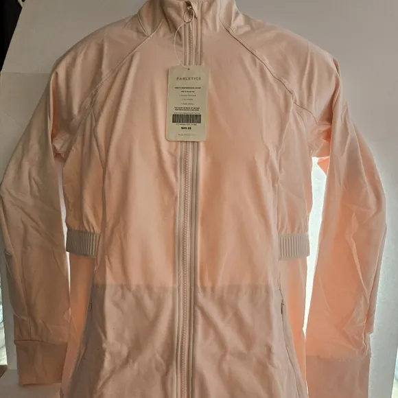 Fabletics Trinity Performance Jacket Size XL Rosy Tan