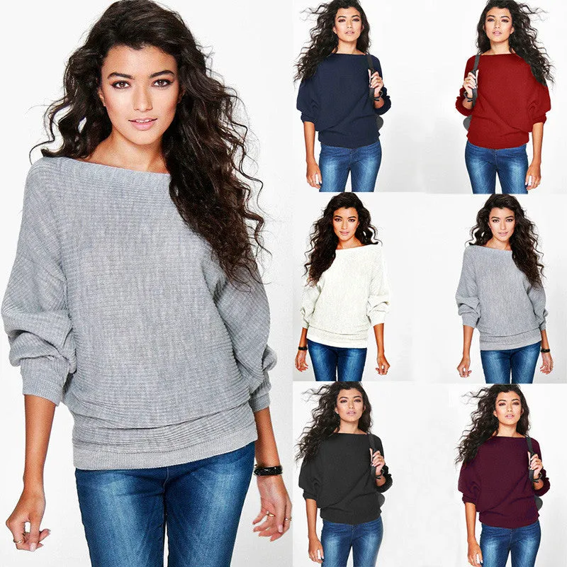 Fall Fashion Loose Bat Sleeve Knit Sweater