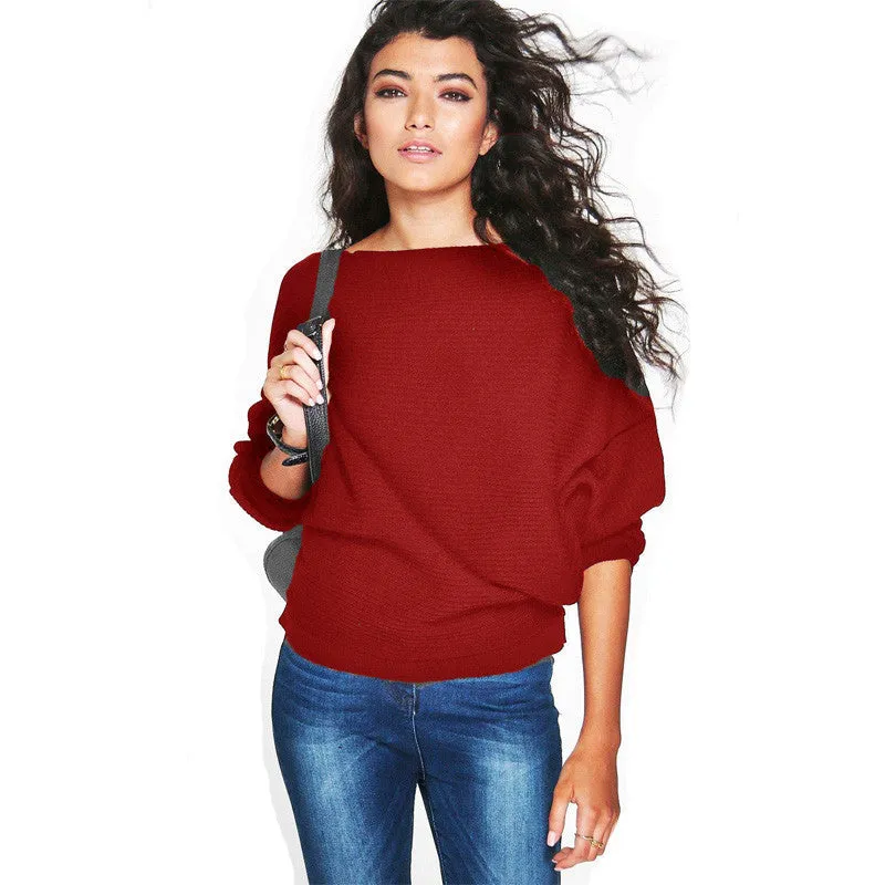 Fall Fashion Loose Bat Sleeve Knit Sweater