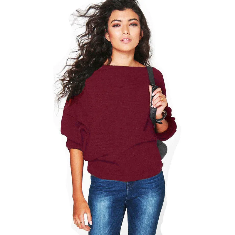 Fall Fashion Loose Bat Sleeve Knit Sweater