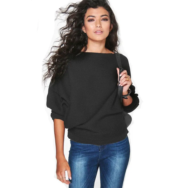 Fall Fashion Loose Bat Sleeve Knit Sweater