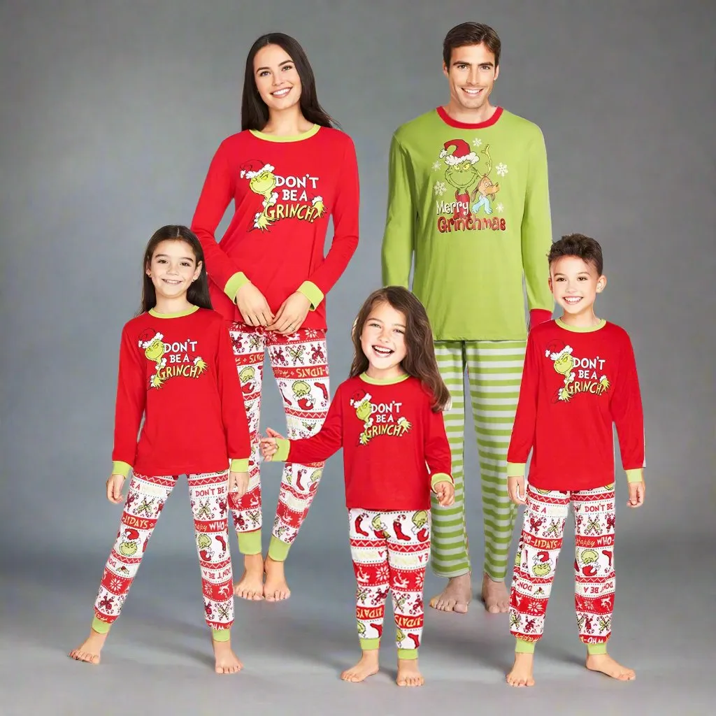 Family Matching "Don't Be a Grinch" Christmas Pajamas - Fun Dr. Seuss Grinch Holiday Set for Kids & Adults