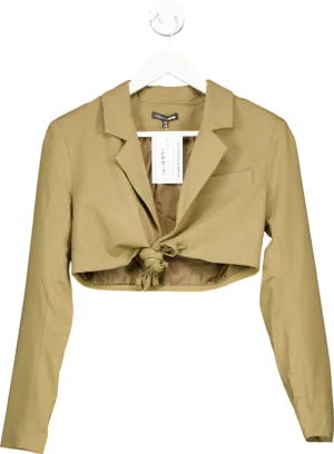 Fashion Nova Khaki Tie Front Blazer UK S