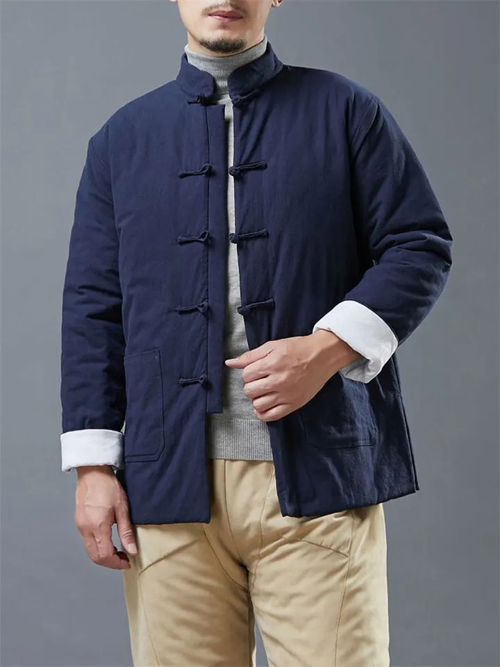 Fashionable Short Type Solid Cotton Men's Coats
