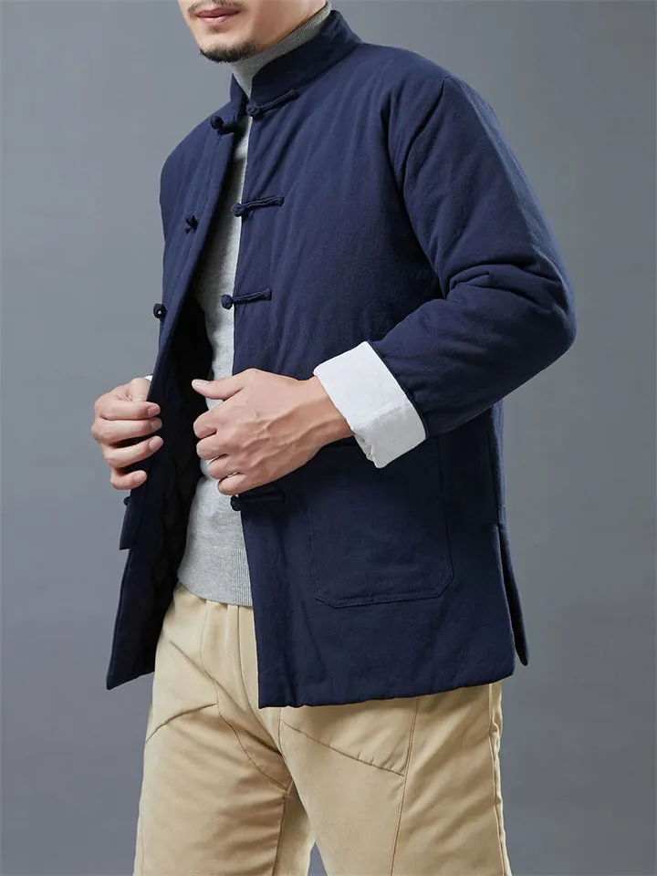 Fashionable Short Type Solid Cotton Men's Coats