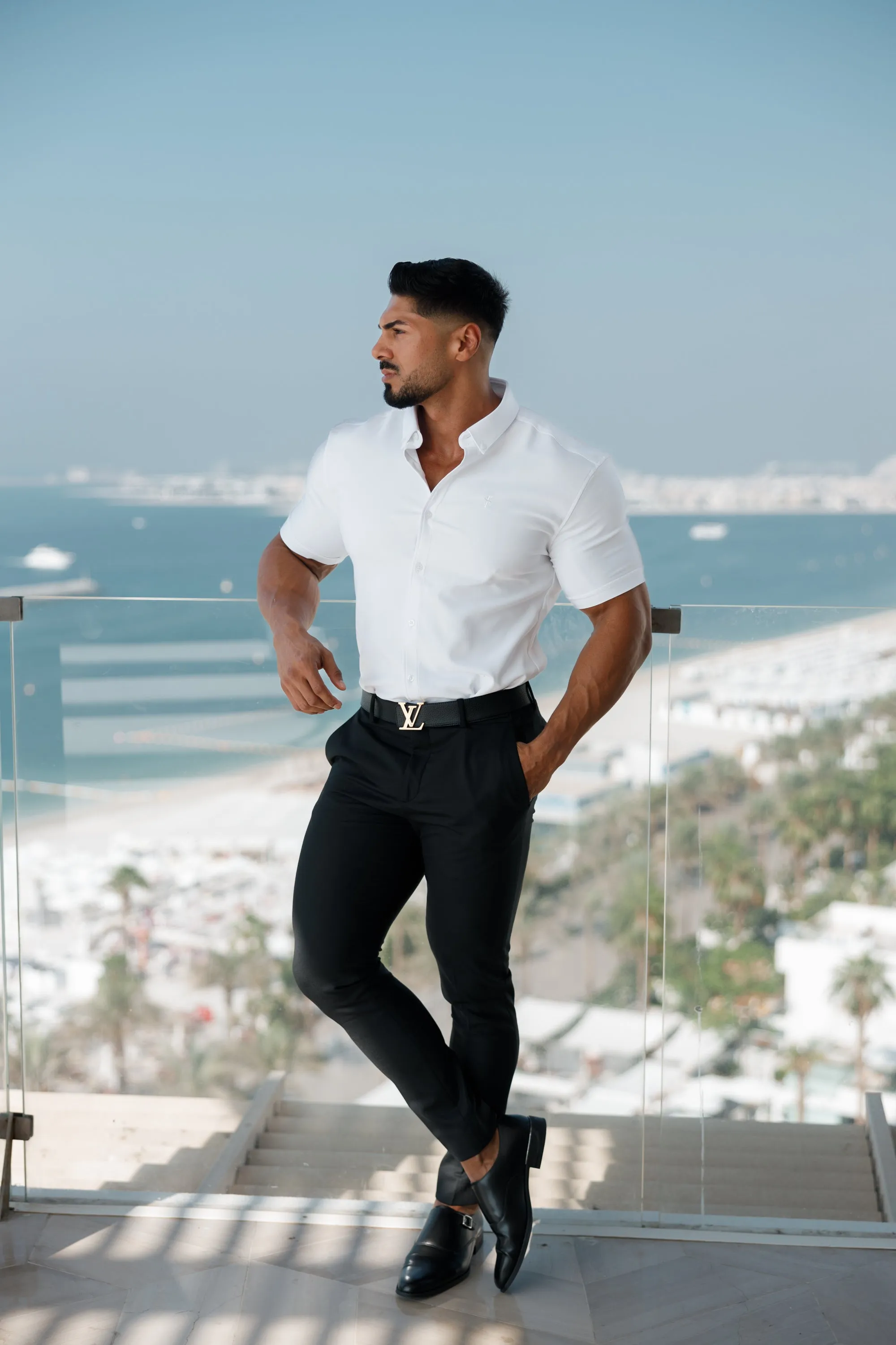 Father Sons Slim Formal Black Stretch Trousers - FST034