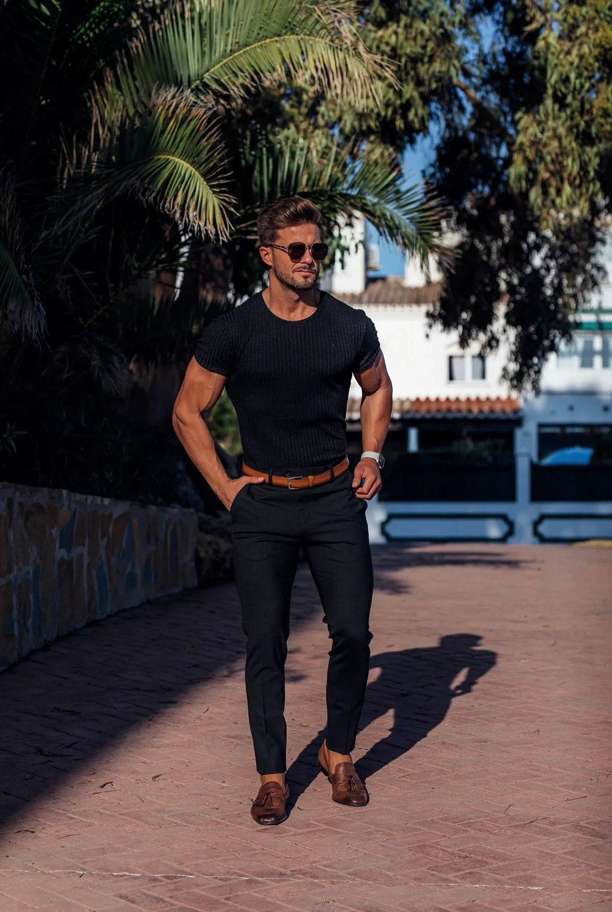 Father Sons Slim Formal Black Stretch Trousers - FST034