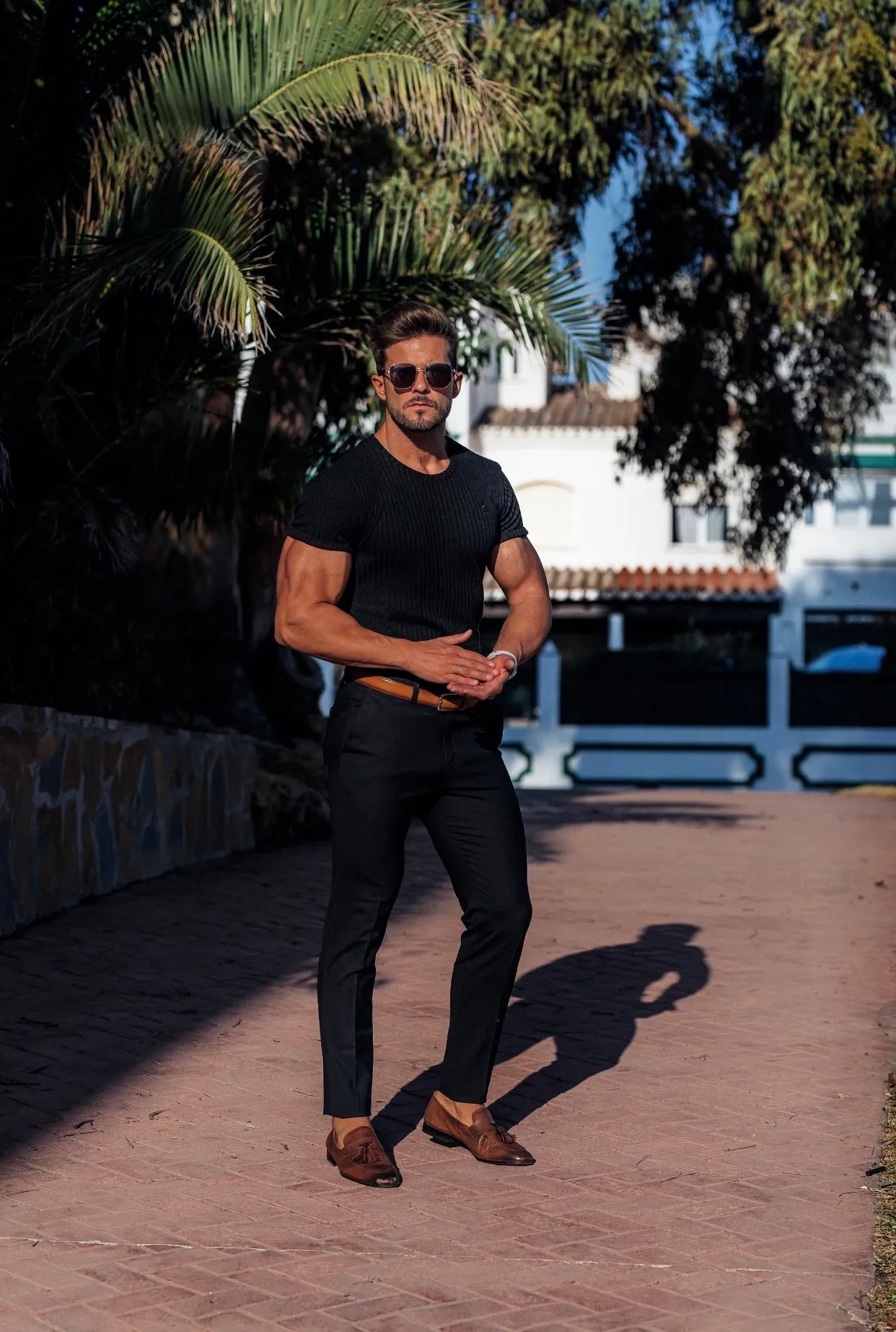 Father Sons Slim Formal Black Stretch Trousers - FST034