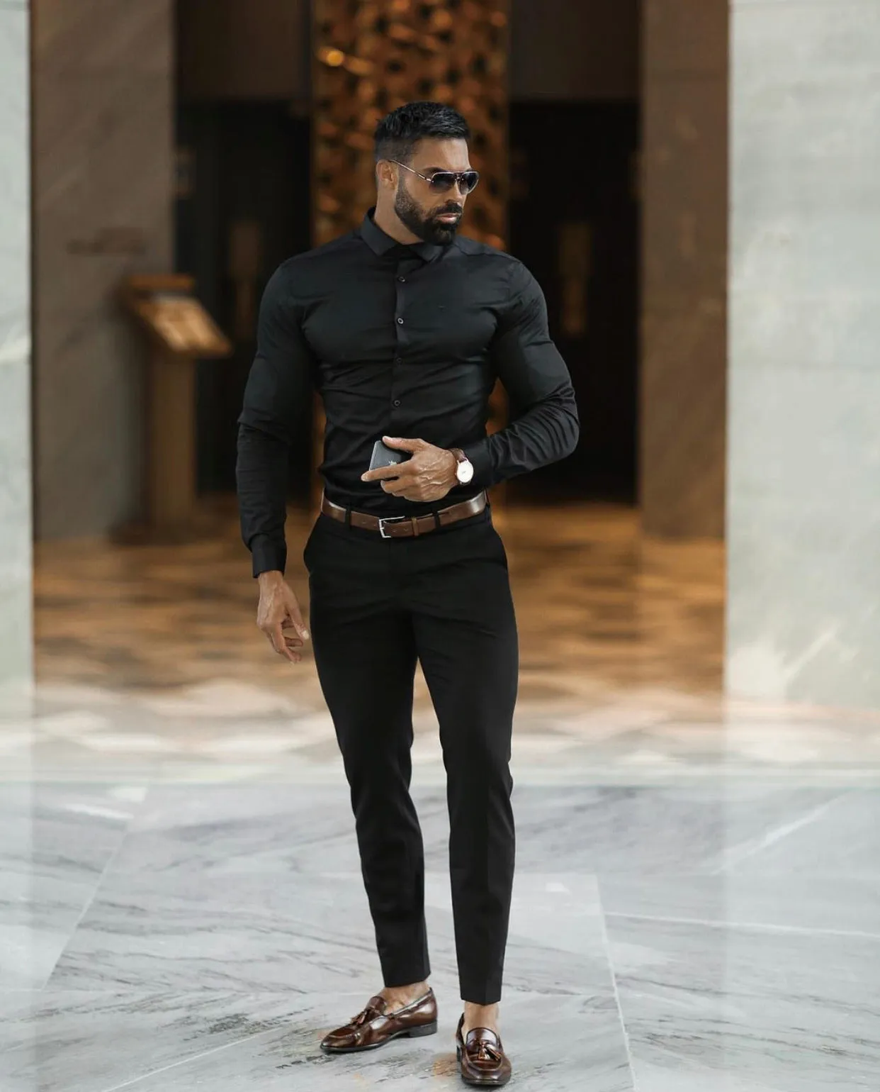 Father Sons Slim Formal Black Stretch Trousers - FST034