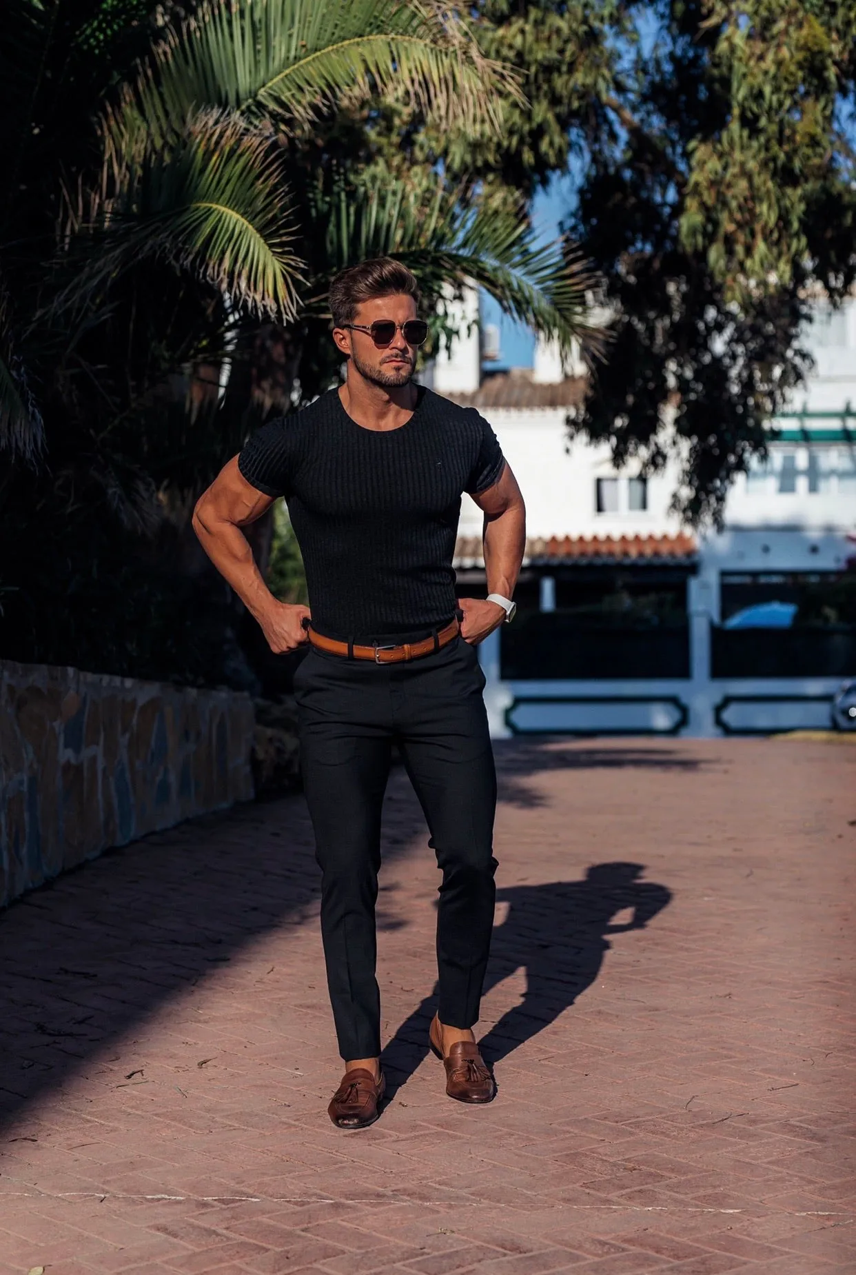 Father Sons Slim Formal Black Stretch Trousers - FST034