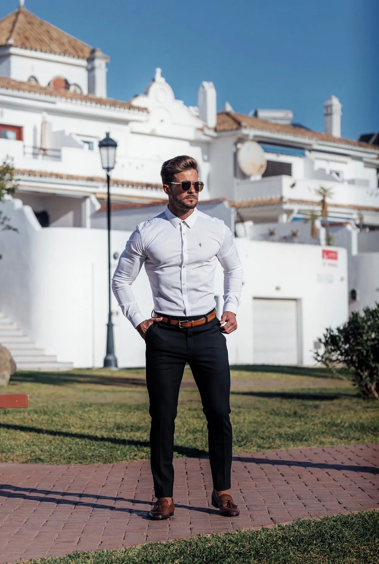 Father Sons Slim Formal Black Stretch Trousers - FST034