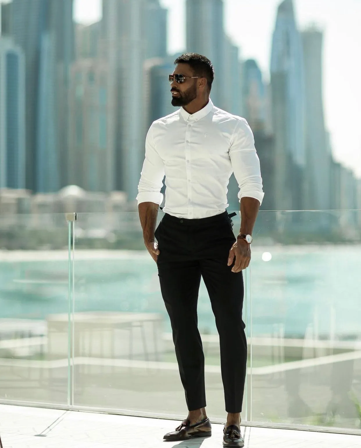 Father Sons Slim Formal Black Stretch Trousers - FST034