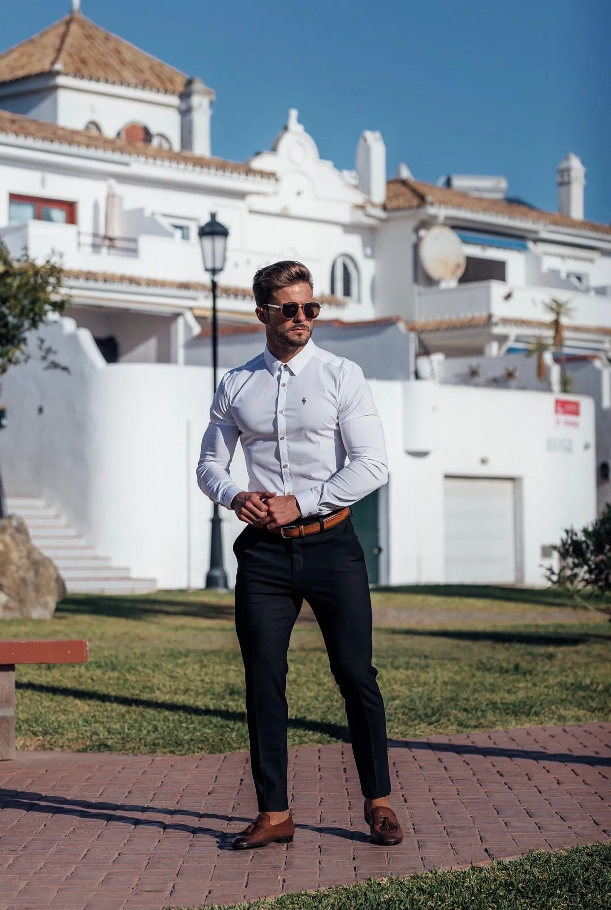 Father Sons Slim Formal Black Stretch Trousers - FST034
