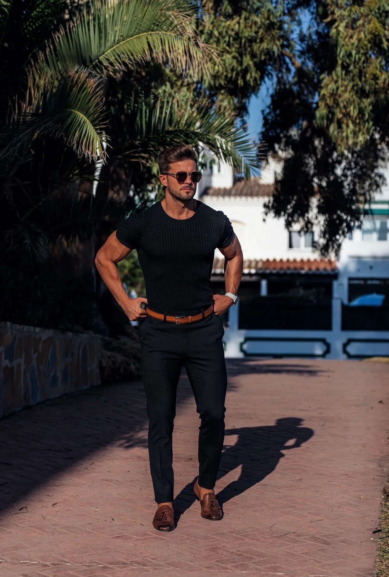 Father Sons Slim Formal Black Stretch Trousers - FST034