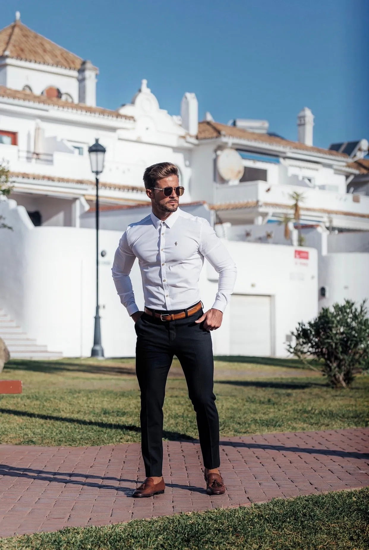 Father Sons Slim Formal Black Stretch Trousers - FST034