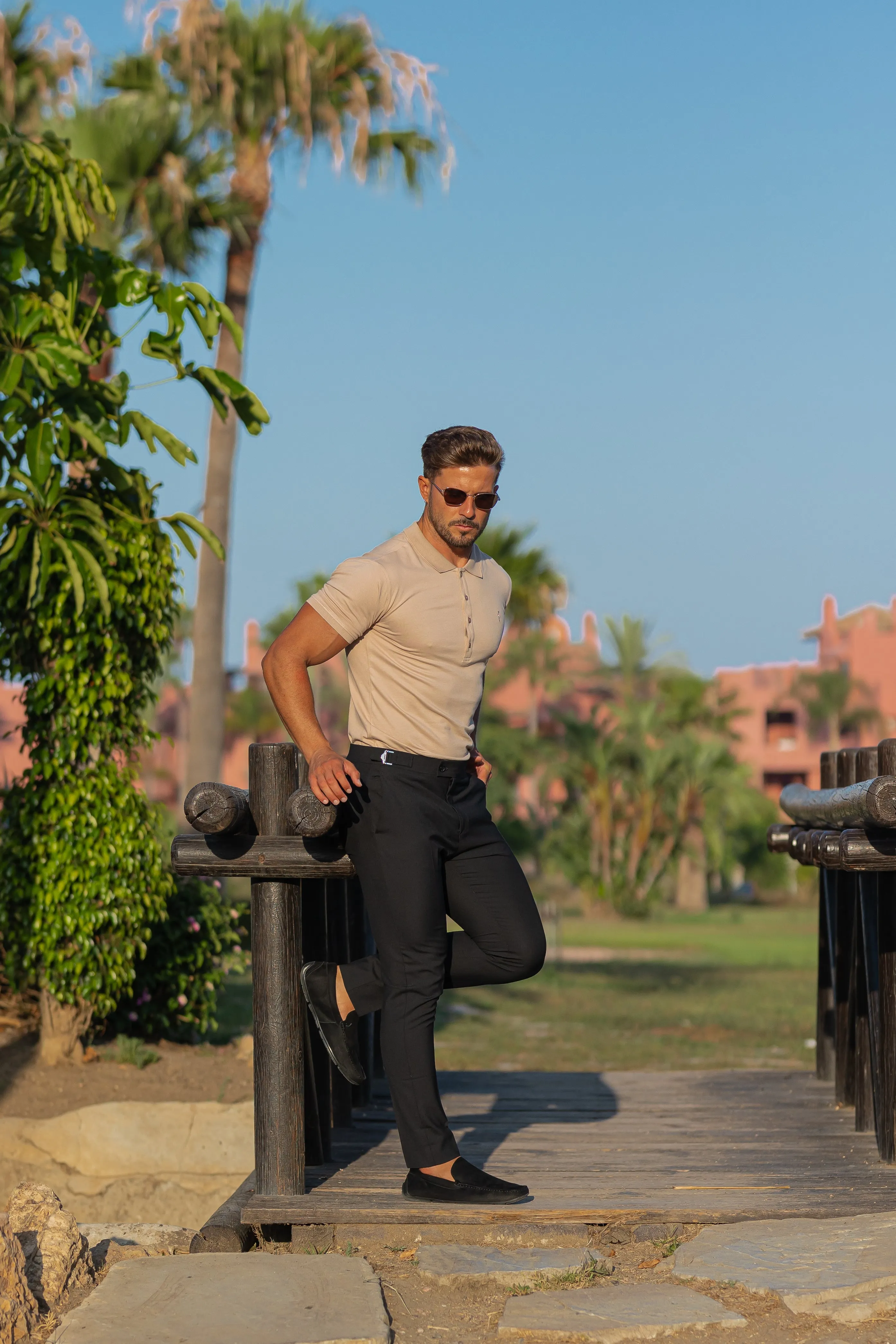 Father Sons Slim Formal Black Stretch Trousers With Silver Waist Adjusters - FST035