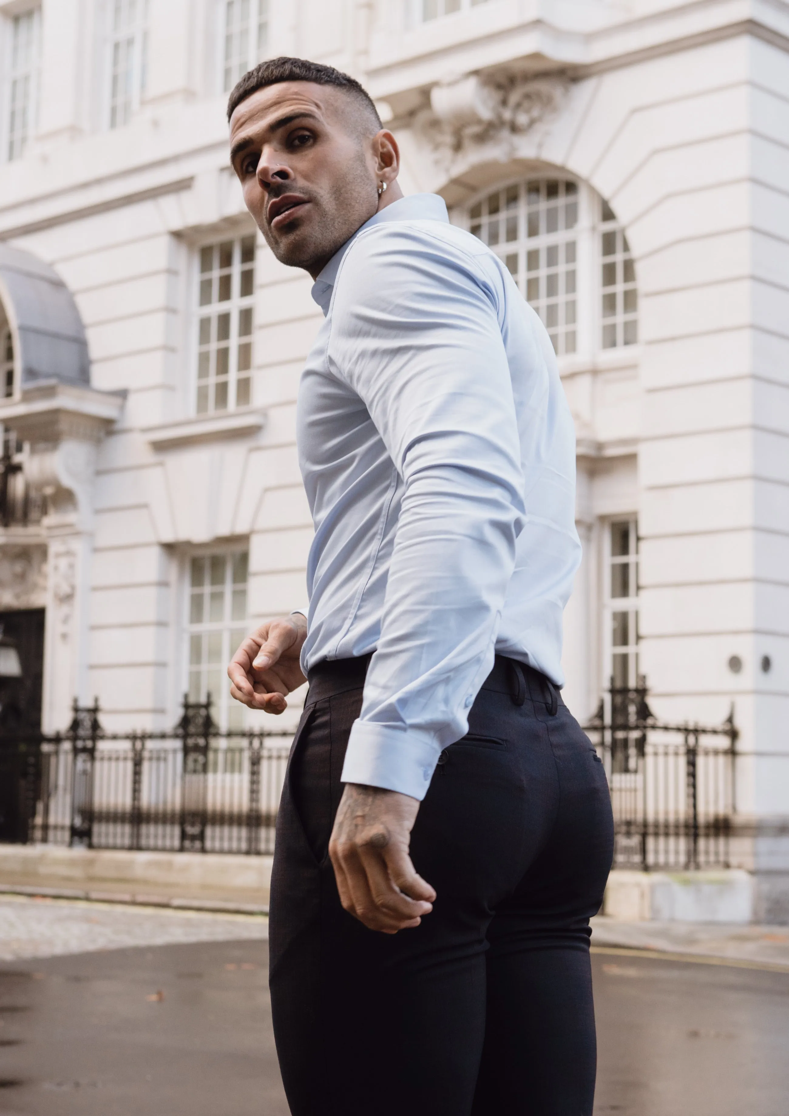 Father Sons Slim Formal Navy / Tan Stretch Trousers - FST004