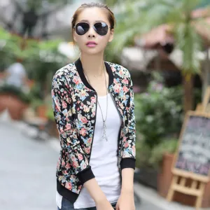 Floral Jacket No Lining Baseball Uniform Women Ditsy Print Cardigan Outwear