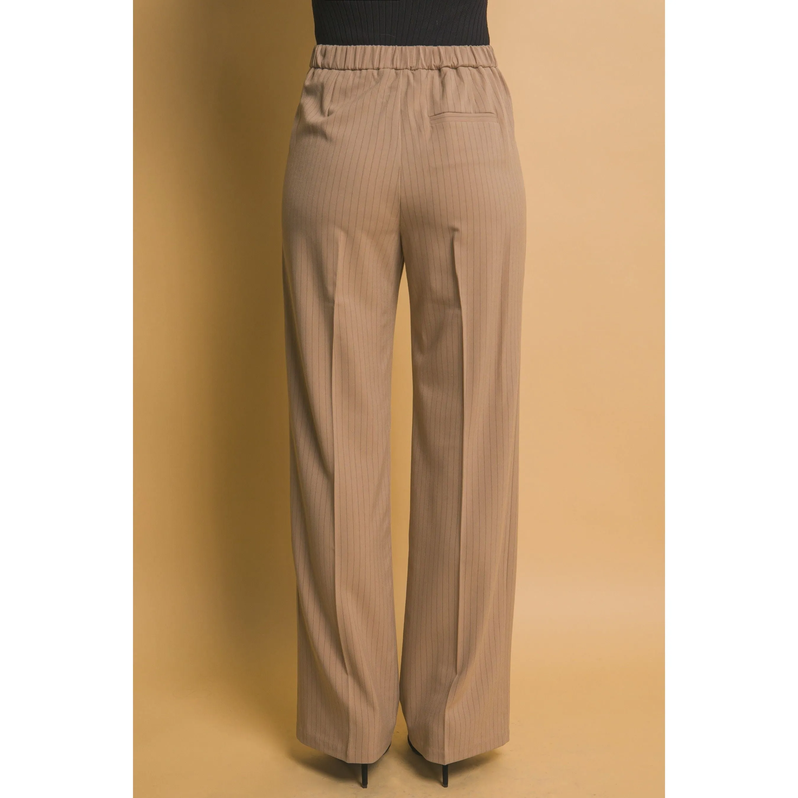Formal Striped Straight-Leg Pants