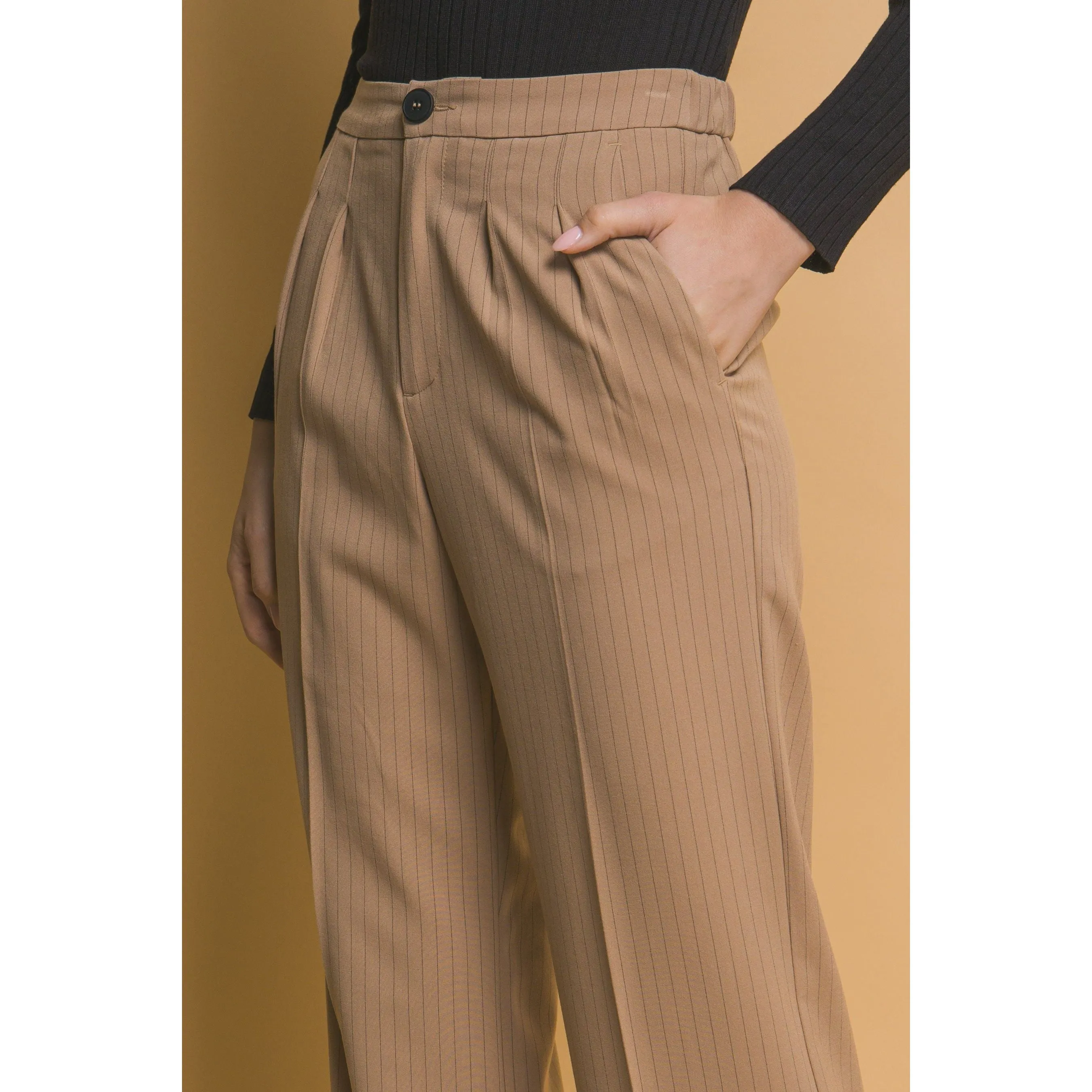 Formal Striped Straight-Leg Pants
